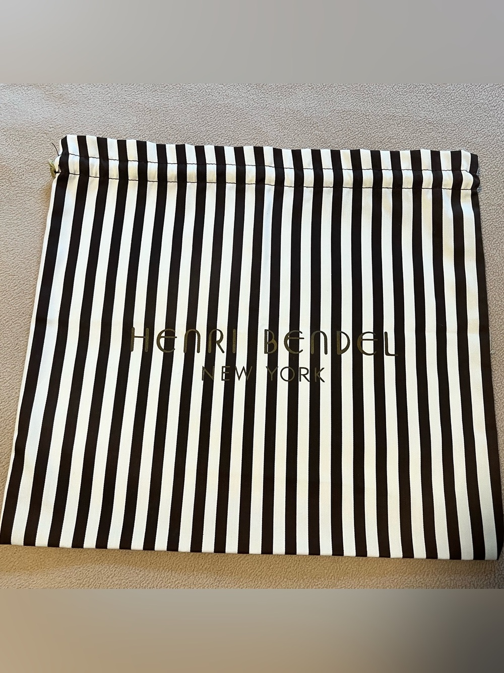 henri bendel Brown& White Striped Logo Dust Bag